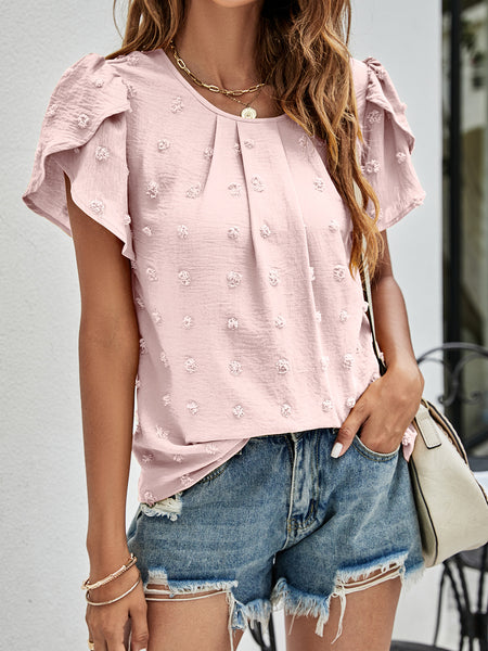 Women Round Neck Solid Color Casual Short Sleeves Tshirt