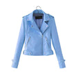 Fashion PU Leather Jacket Women Zipper Casual Slimming Jacket Coat