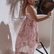 Women Summer V-neck Flower Print Sleeveless Long Maxi Dress
