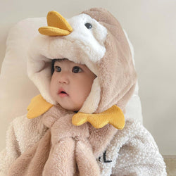 2in1 Cute Penguin Deer Design Fleece Scarf Hat