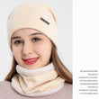 Unisex Winter Solid Color Warm Knitted Neck Protector Bib & Hat Set